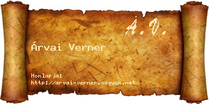 Árvai Verner névjegykártya